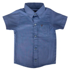 Camisa Infantil Texas Farm Xadrez Pequeno Azul Manga Curta Com Logo Marrom Ref:CAC118