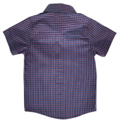 Camisa Infantil Texas Farm Xadrez Roxo Azul Manga Curta Com Logo Branco Ref:CAC145