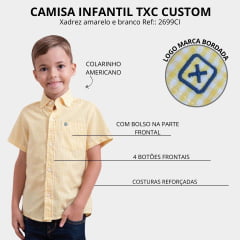 Camisa Infantil TXC Custom Manga Curta Xadrez Amarelo Ref:2699CI