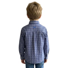 Camisa Infantil Txc Manga Longa Regular Tricoline Xadrez Azul Bordado Ref:29515LI