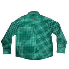 Camisa Infantil TXC Manga Longa Regular Tricoline Xadrez Verde Escuro e Branco Bordado Vermelho Ref:2718LI