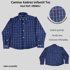 Camisa Infantil Txc Manga Longa Xadrez Azul Ref:29060 LI