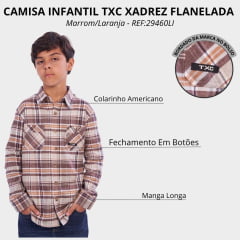 Camisa Infantil TXC Xadrez Flanelada Manga Longa Regular Marrom/Laranja REF:29460LI