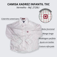Camisa Infantil TXC Xadrez Vermelha Manga Longa - Ref 2728LI