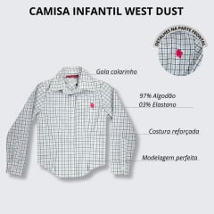 Camisa Infantil West Dust Branca e Azul Manga Longa Chess Ref.CA29396