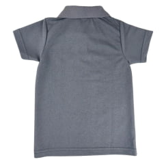 Camisa Polo Infantil Sentinela Cinza Chumbo Com Bordado Cavalo Crioulo Ref.PPINCAV309