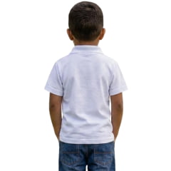Camisa Polo Infantil Sentinela Piquet Branco Cavalo Crioulo Em Preto - Ref:PPINCAV101