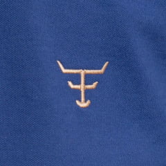 Camisa Polo Infantil Texas Farm Buckaroo Manga Curta Azul Royal Logo Bandeira Ref:CPMMINI CPMTEEN0001