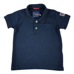 Camisa Polo Infantil TXC Azul Marinho Com Logo Bordada Em Azul REF: 28035I