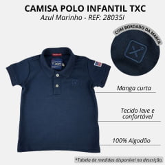 Camisa Polo Infantil TXC Azul Marinho Com Logo Bordada Em Azul REF: 28035I