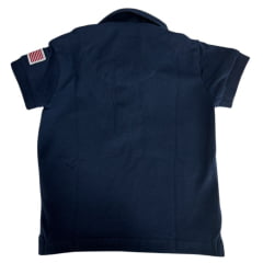 Camisa Polo Infantil TXC Custom Azul Marinho Bordado Vermelho E Bandeira USA Ref:6338I