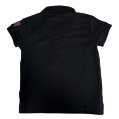 Camisa Polo Infantil TXC Custom Preto Bordado Branco E Bandeira USA Ref:6338I