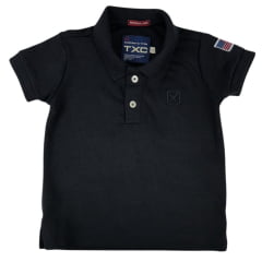 Camisa Polo Infantil TXC Preta Com Logo Bordada Em Preto REF: 28035I