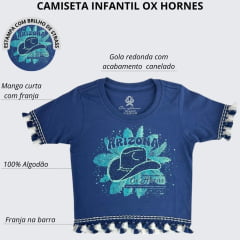 Cropped Infantil Ox Horns Azul Marinho Com Franjinha Estampado Chapéu Ref:5312