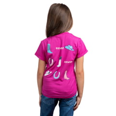 Camiseta Infantil Feminina Miss Country T-Shirt Manga Curta Howdy Pink Ref:3291