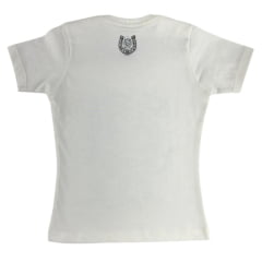 Camiseta Infantil Feminina Ox Horns Creme T-Shit Manga Curta Com Brilhos Ref:5319