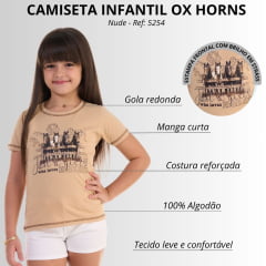 Camiseta Infantil Feminina Ox Horns Creme T-Shirt Nude Just A Girl Ref:5297