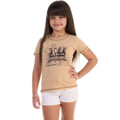 Camiseta Infantil Feminina Ox Horns Creme T-Shirt Nude Just A Girl Ref:5297