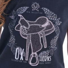 Camiseta Infantil Feminina Ox Horns T-shirt Preta Sela Com Strass Ref:5310