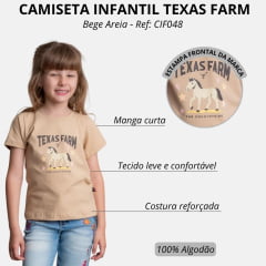 Camiseta Infantil Feminina Texas Farm Backyard Manga Curta Bege Estampa Cavalinho Ref: CIF048