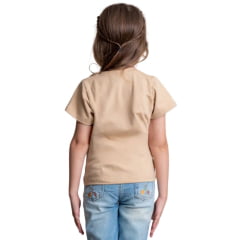 Camiseta Infantil Feminina Texas Farm Backyard Manga Curta Bege Estampa Cavalinho Ref: CIF048