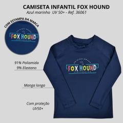 Camiseta Infantil Fox Hound Azul Manga Longa UV50+ Com Logo Colorida Ref:36061