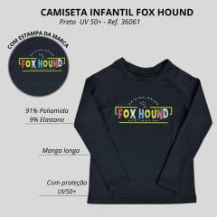 Camiseta Infantil Fox Hound Preta Manga Longa UV50+ Com Logo Colorida Ref:36061