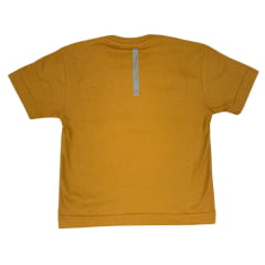 Camiseta Infantil Masculina Laço Forte Manga Curta Ocre/Caramelo C/ Estampa Logo Azul Ref: 391