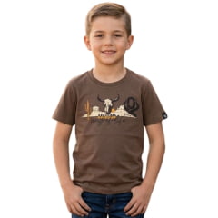 Camiseta Infantil Masculina Ox Horns Marrom Estampada Ref:5352