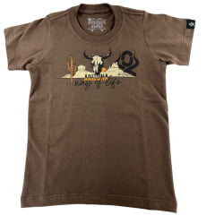 Camiseta Infantil Masculina Ox Horns Marrom Estampada Ref:5352