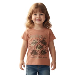 Camiseta Infantil Miss Country T-Shirt Peach Cowgirl Pêssego Estampa Chapéus E Bordado De Brilho Ref:003393 Camiseta Infantil Miss Country T-Shirt Peach Cowgirl Pêssego Estampa Chapéus E Bordado De Brilho Ref:003393