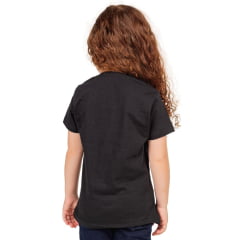 Camiseta Infantil Ox Horns Feminina Preta Manga Curta Com Desenho de Esporas Logo Laranja Ref.5225