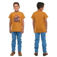 Camiseta Infantil Ox Horns Mostarda Com Desenho De Cavalo Ref.5263