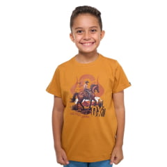 Camiseta Infantil Ox Horns Mostarda Com Desenho De Cavalo Ref.5263