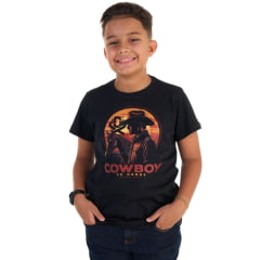 Camiseta Infantil Ox Horns Preta Com Estampa Cowboy Ref:5299