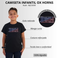 Camiseta Infantil Ox Horns Preto Estampada American Ref:5301