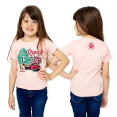 Camiseta Infantil Ox Horns Rosa Manga Curta Strass Ref. 5187