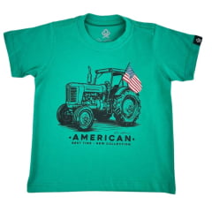 Camiseta Infantil Ox Horns Verde Bandeira Estampa Trator Ref:5326