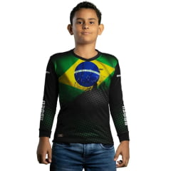 Camiseta Infantil Proteção UV 50+ BRK Bandeira do Brasil - Ref. C01193