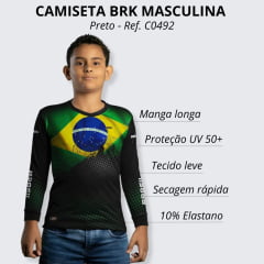 Camiseta Infantil Proteção UV 50+ BRK Bandeira do Brasil - Ref. C01193