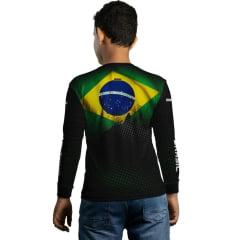 Camiseta Infantil Proteção UV 50+ BRK Bandeira do Brasil - Ref. C01193