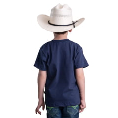 Camiseta Infantil Texas Farm Azul Marinho Com Logo Branco Ref:CTM001