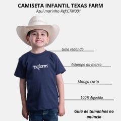 Camiseta Infantil Texas Farm Azul Marinho Com Logo Branco Ref:CTM001