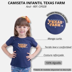 Camiseta Infantil Texas Farm Manga Curta Azul Marinho Com Logo Laranja Ref.CIF028