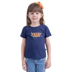 Camiseta Infantil Texas Farm Manga Curta Azul Marinho Com Logo Laranja Ref.CIF028