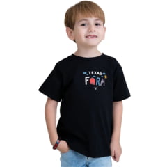 Camiseta Infantil Texas Farm Manga Curta Preto Estampa Celeiro Ref: CIM035
