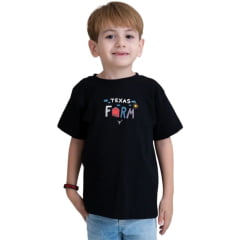 Camiseta Infantil Texas Farm Manga Curta Preto Estampa Celeiro Ref: CIM035