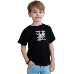 Camiseta Infantil Texas Farm Manga Curta Preto Estampa Cowboy Ref: CIM032