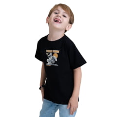 Camiseta Infantil Texas Farm Manga Curta Preto Estampa Cowboy Ref: CIM032