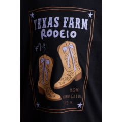 Camiseta Infantil Texas Farm Mini Over Teen Fun Preto Manga Curta Estampa Cavalos Ref: COTEEN001